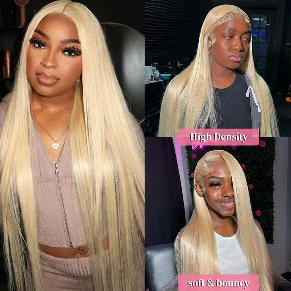 613 Blonde Lace Front Wig Human Hair - 200 Density HD Transparent Lace Wig 13x4/13x6 Pre-Plucked Brazilian Remy Hair