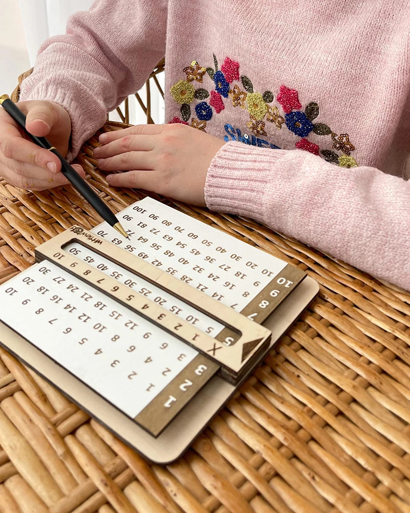 Children Wooden Slidable Multiplication Tables Montessori Toys Math Counting Board Teaching Tool Learn Educational Toys for Kids