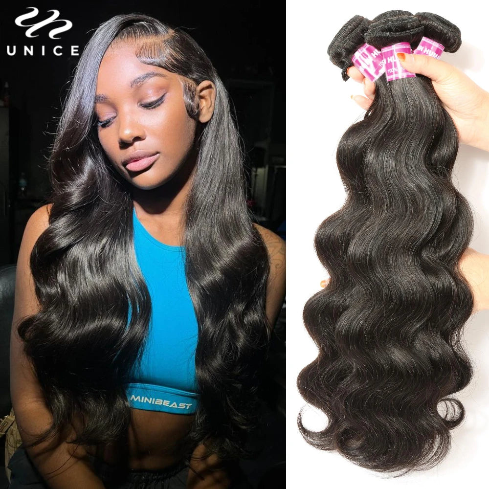 UNICE Hair Top Quality 100% Human Hair Bundles Wholesale Body Wave Bundles 100Gram Per Bundle 8-30Inch