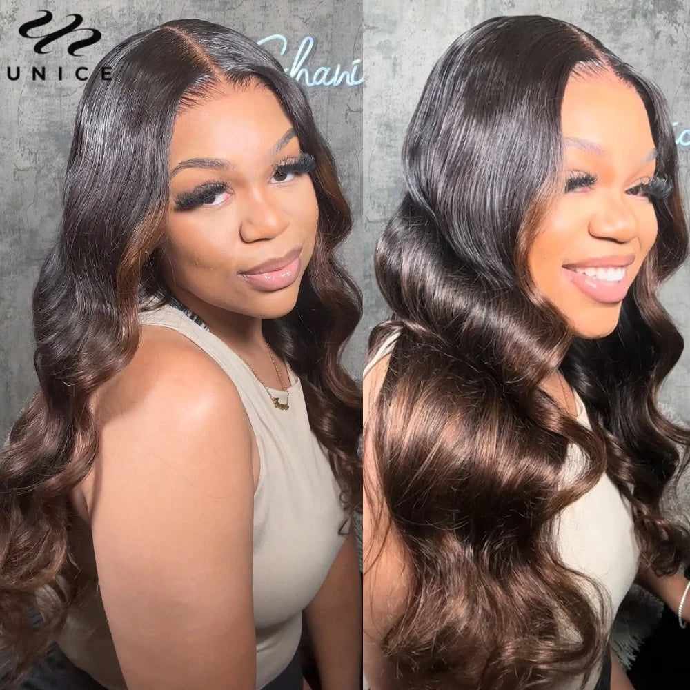 UNice Hair Chestnut Brown Ombre Body Wave Bundles 1/3/4 PCS Deal 100% Human Hair Bundles Sew In Quick Weaves 8-26 Inch