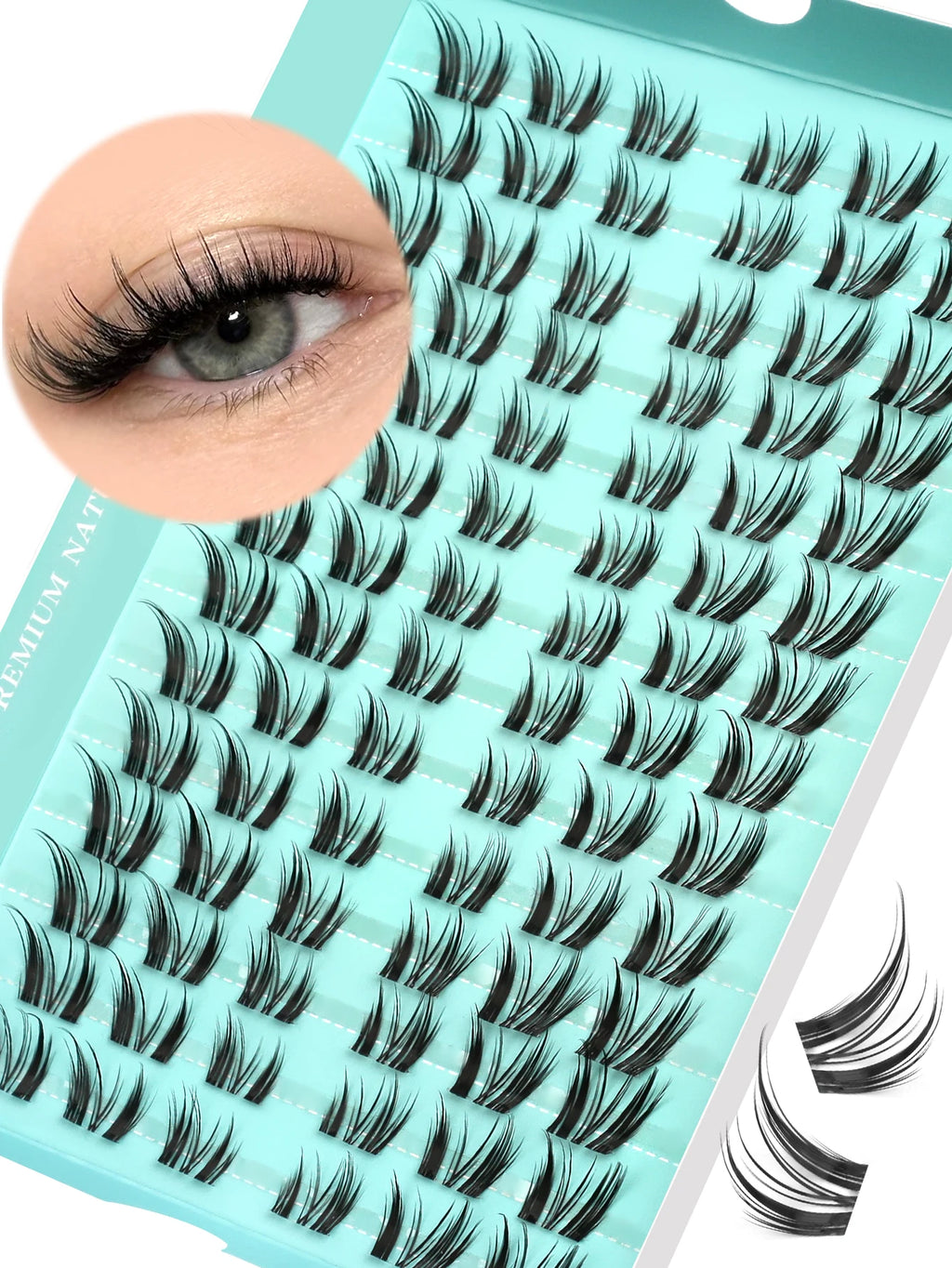 GROINNEYA Cluster Eyelashes Cat Eye Lashes Natural long Lashes Individual Lashes Mixed Tray Eyelash Extension Diy Lashes