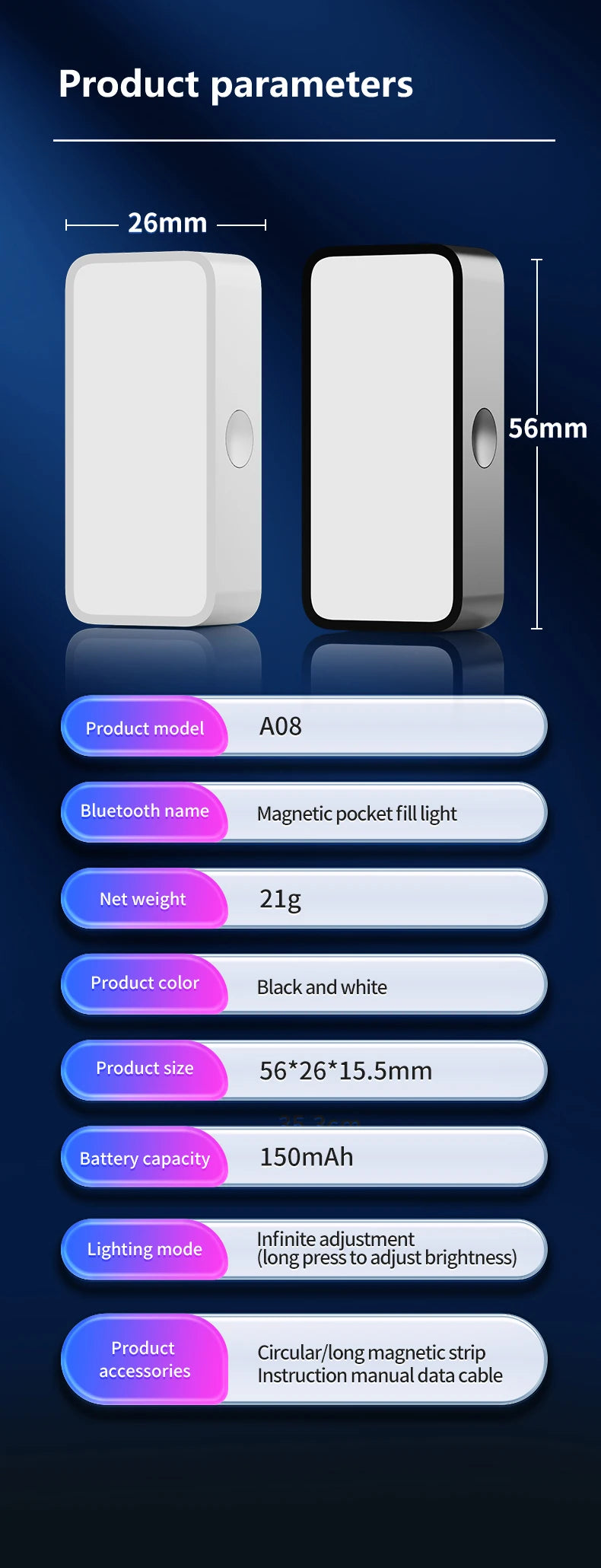 Magnetic Portable Mini Selfie Fill Light Adjustable Lighting Rechargeable Portable Led Video Light For Tiktok Camera Mobile IPad