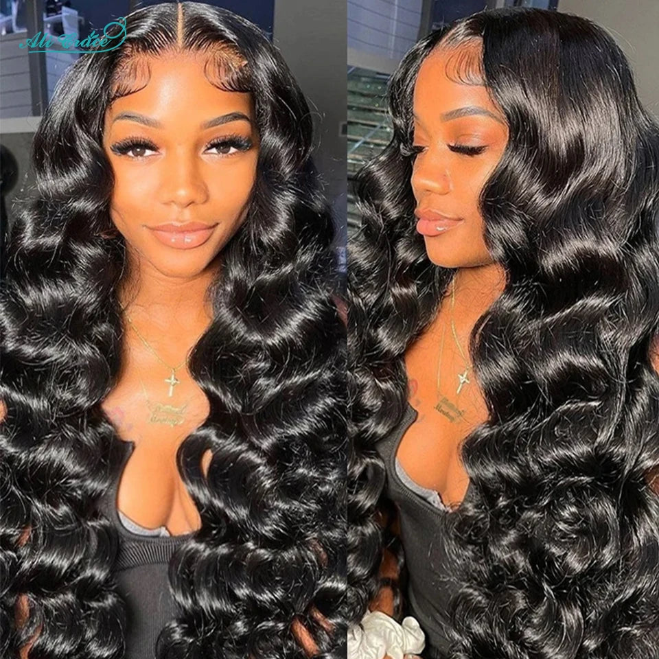Ali Grace Loose Deep Wave Lace Front Human Hair Wig Transparent 13x4 Lace Frontal Wig Pre Plucked Glueless Wigs For Women