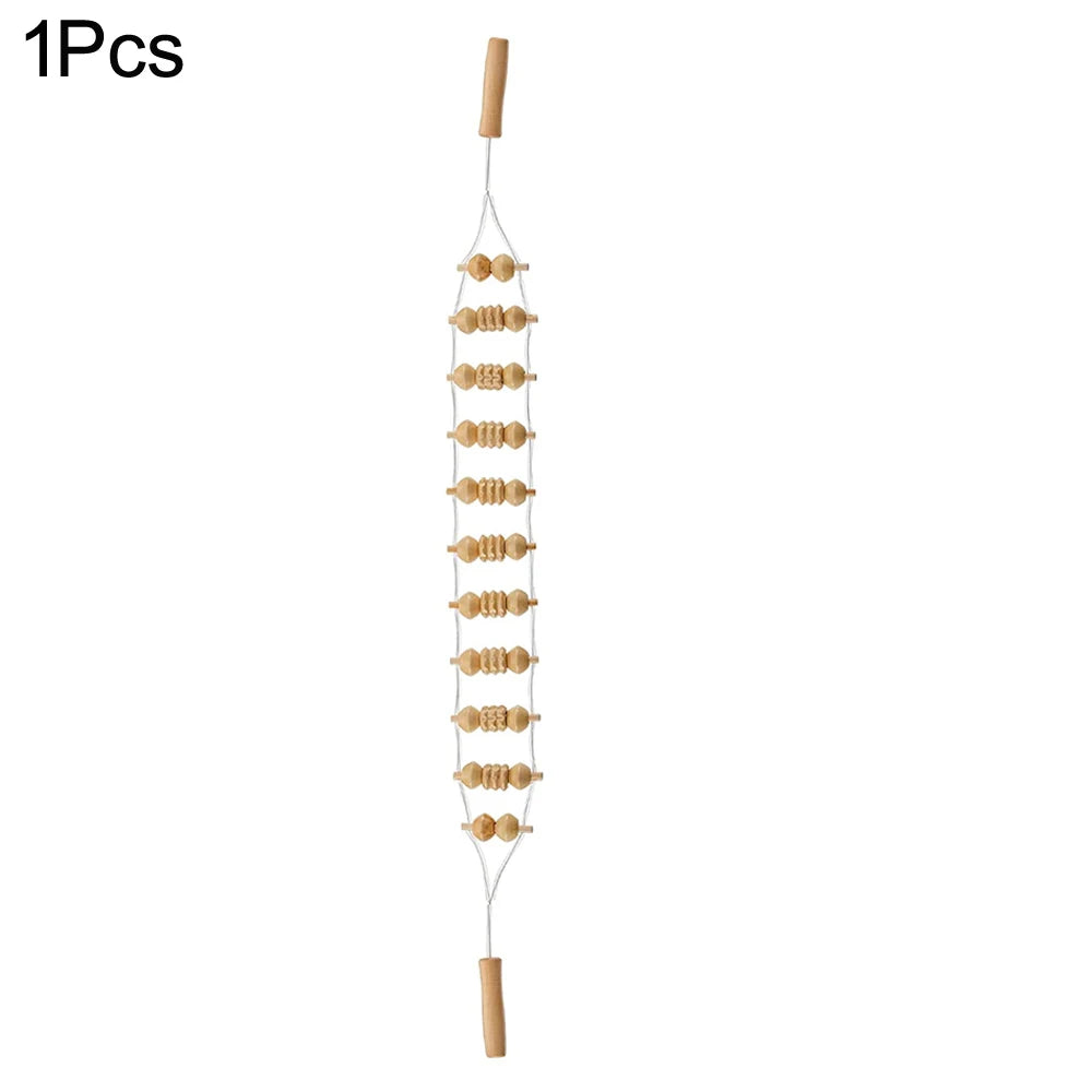 Wooden Back Massage Roller Rope Wood Therapy Massage Tools ,Wooden 9-wheel Massager,Lymphatic Drainage for Leg Back Pain Relief