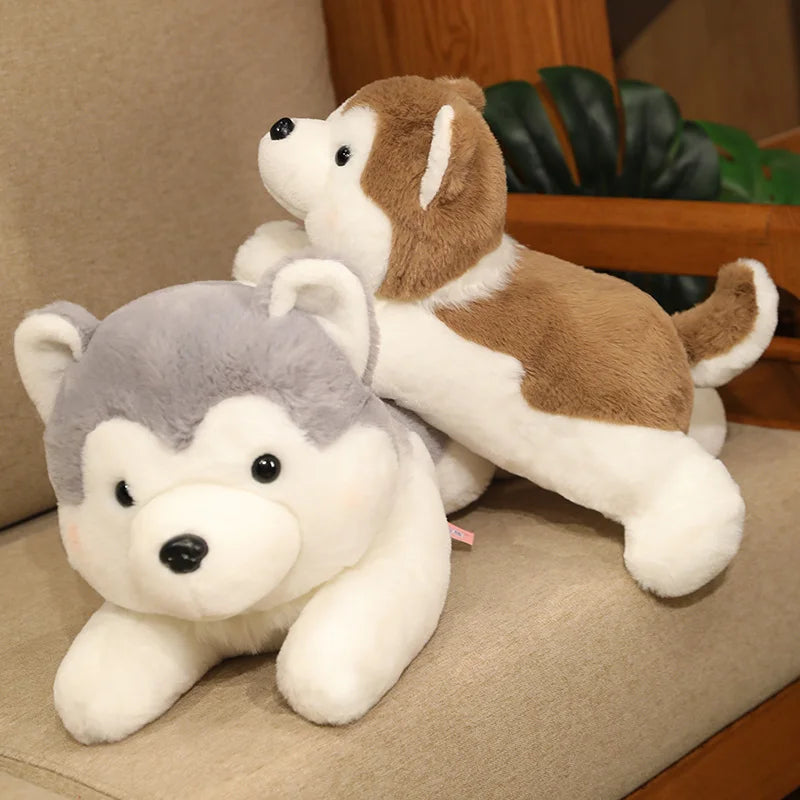 30/40CM Cute Husky Dog Plush Toy Stuffed Animal Soft Kawaii Lying Brown Pet Puppy Pillow Doll Toys for Xmas Gift