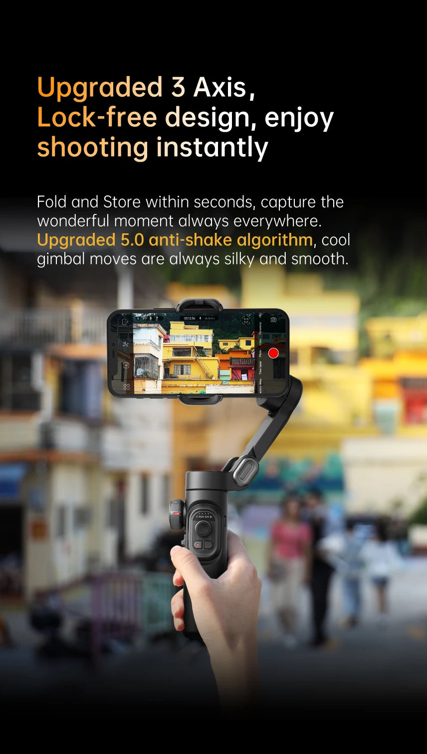 AOCHUAN 3-Axis Handheld Gimbal Stabilizer SmartXE for Smartphone for iPhone Android AI Face Tracking TikTok Vlog