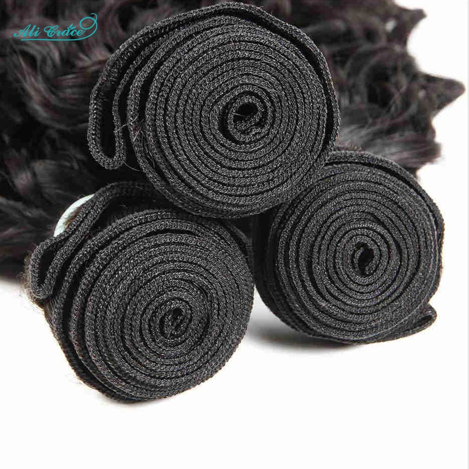 ALI GRACE Brazilian Water Wave Hair Bundles 100% Human Hair Weaving Remy Hair Extensions Water Wave3/4 Hair Bundle Fast Shipping