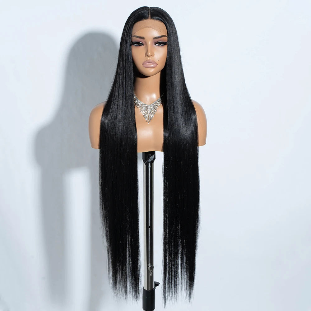 Premium 38 Inch Synthetic Lace Front Wig - Long Straight Heat Resistant Hair for Women