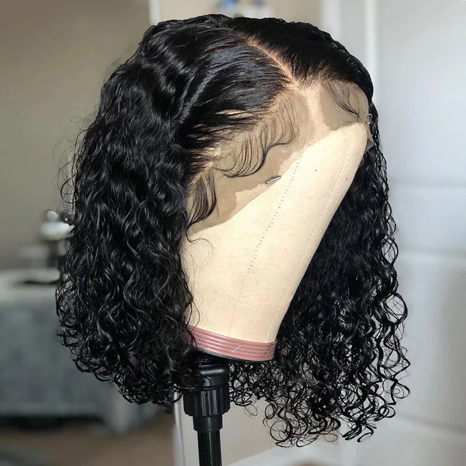 Short Water Wave Bob Wigs Human Hair Wigs For Women Lace FUll Frontal Human Hair Wigs Short Curly Lace Front Human Hair Bob Wigs