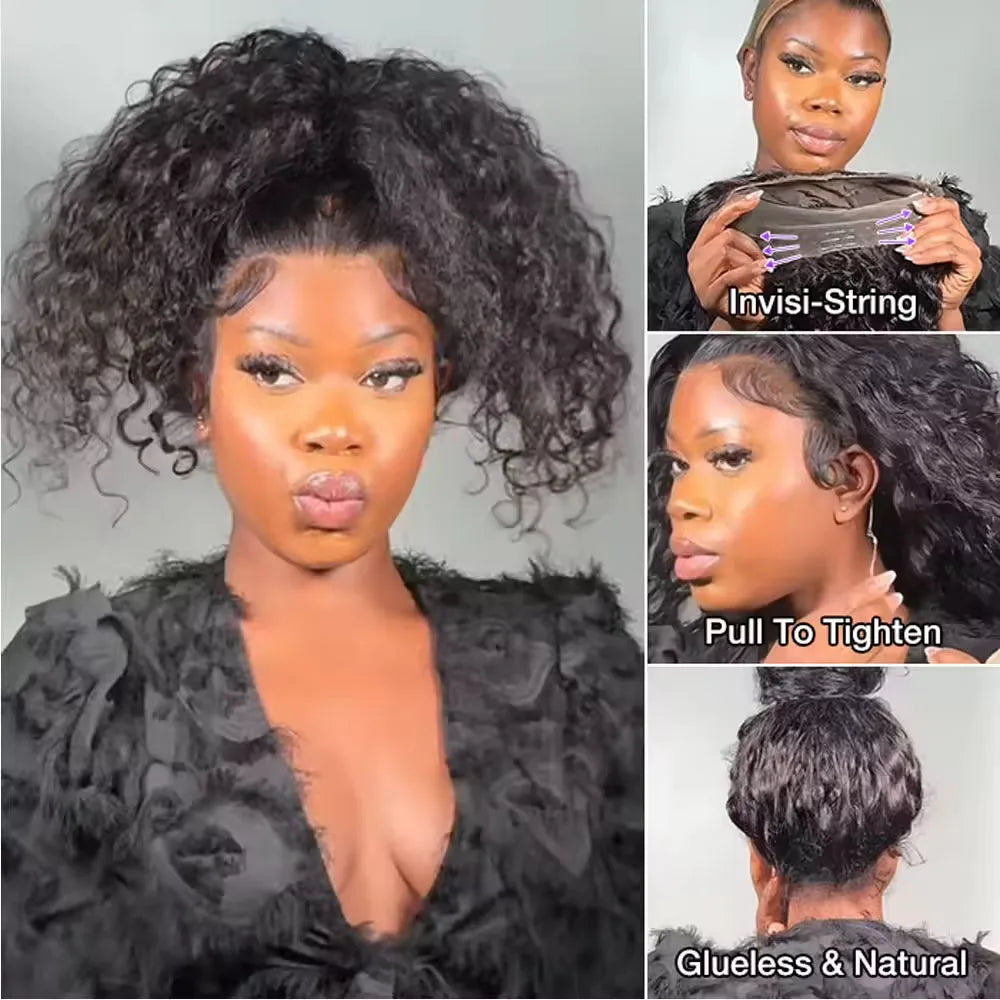 360 HD Full Lace Front Wigs Kinky Curly Human Hair Wig Pre Plucked Glueless Wig Invisible Drawstring 100% Brazilian Human Hair