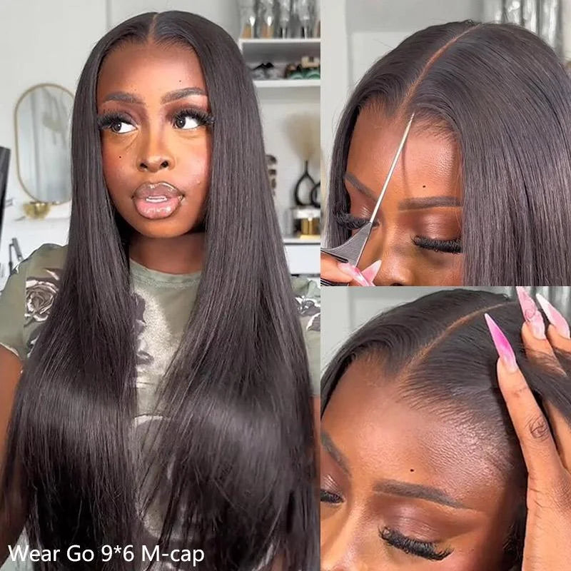 ISEE Hair Straight  9x6 M-cap Lace Front Wigs Pre Plucked Tiny Knots Glueless Human Hair Wigs Beginners Friendly Wear Can Go Wig