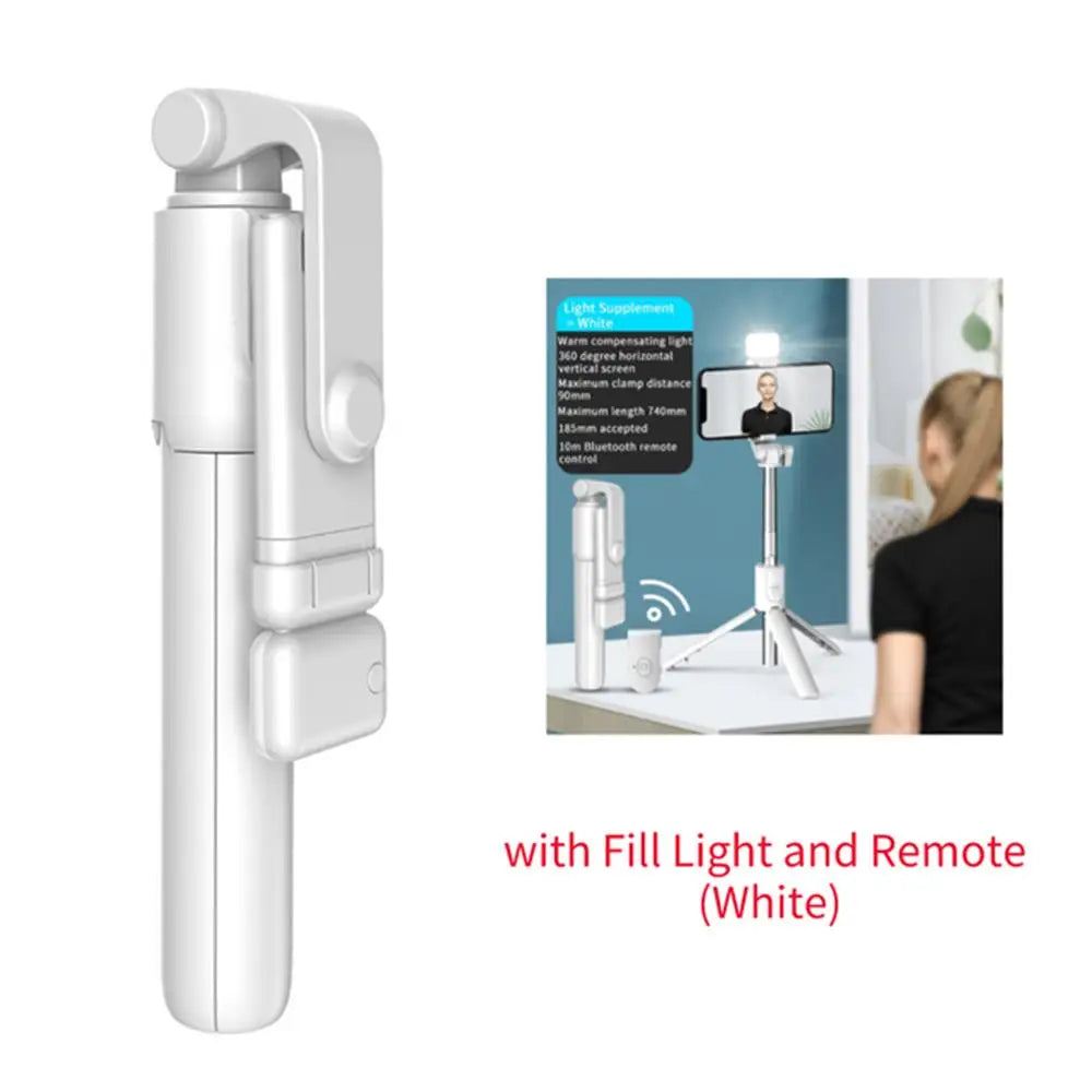 Portable Wireless Bluetooth Selfie Stick Tripod With LED Light Bluetooth Remote Foldable Tripod For Smartphone Video Live Holder