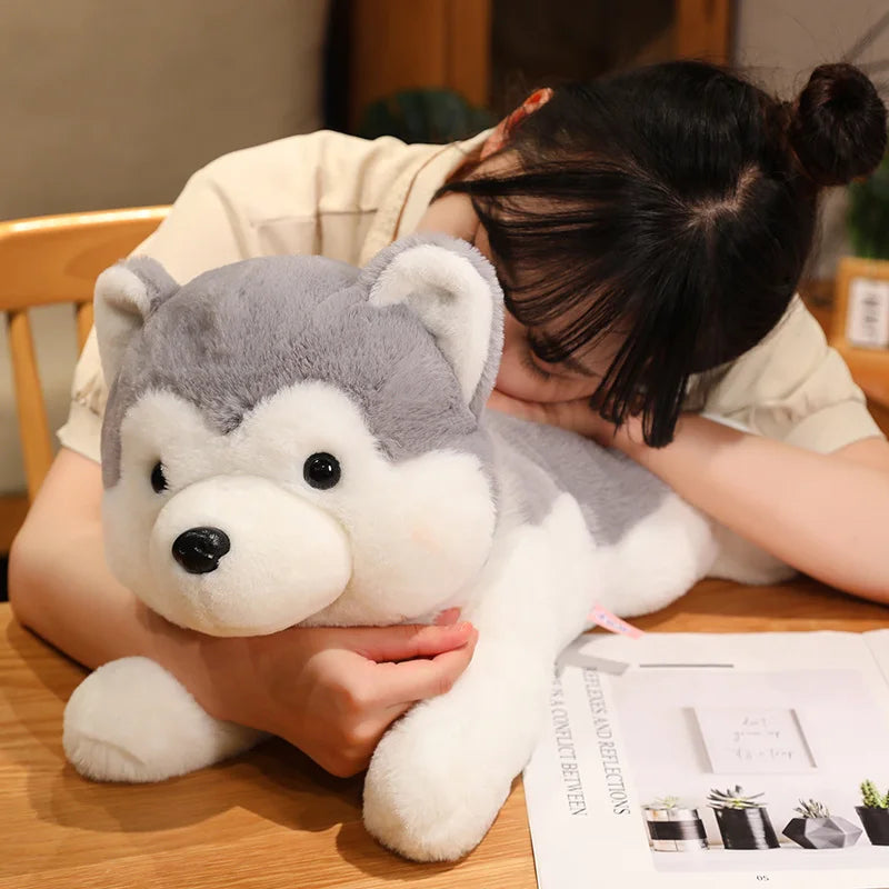 30/40CM Cute Husky Dog Plush Toy Stuffed Animal Soft Kawaii Lying Brown Pet Puppy Pillow Doll Toys for Xmas Gift