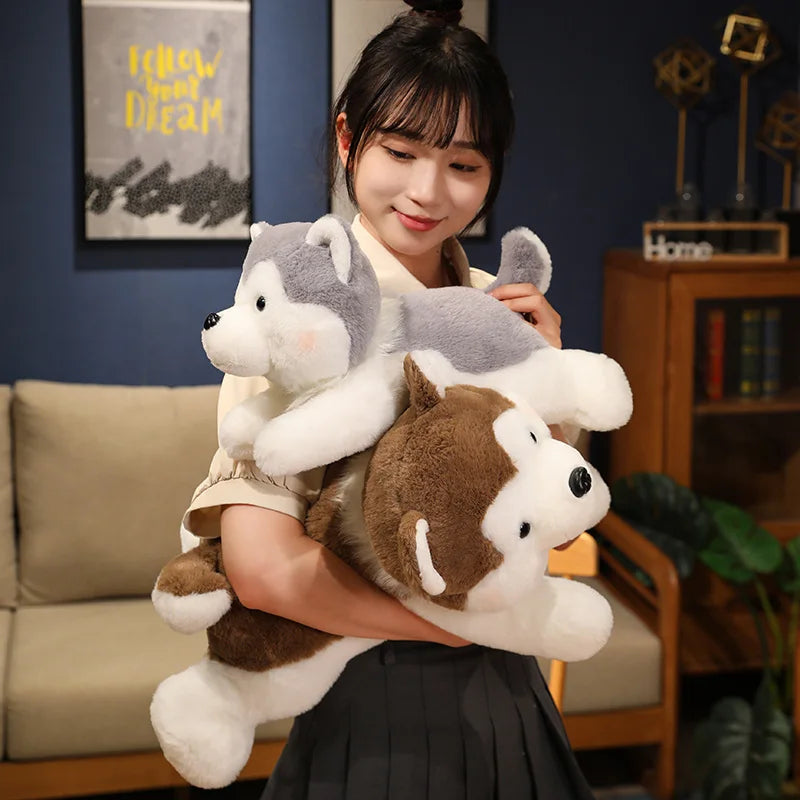 30/40CM Cute Husky Dog Plush Toy Stuffed Animal Soft Kawaii Lying Brown Pet Puppy Pillow Doll Toys for Xmas Gift