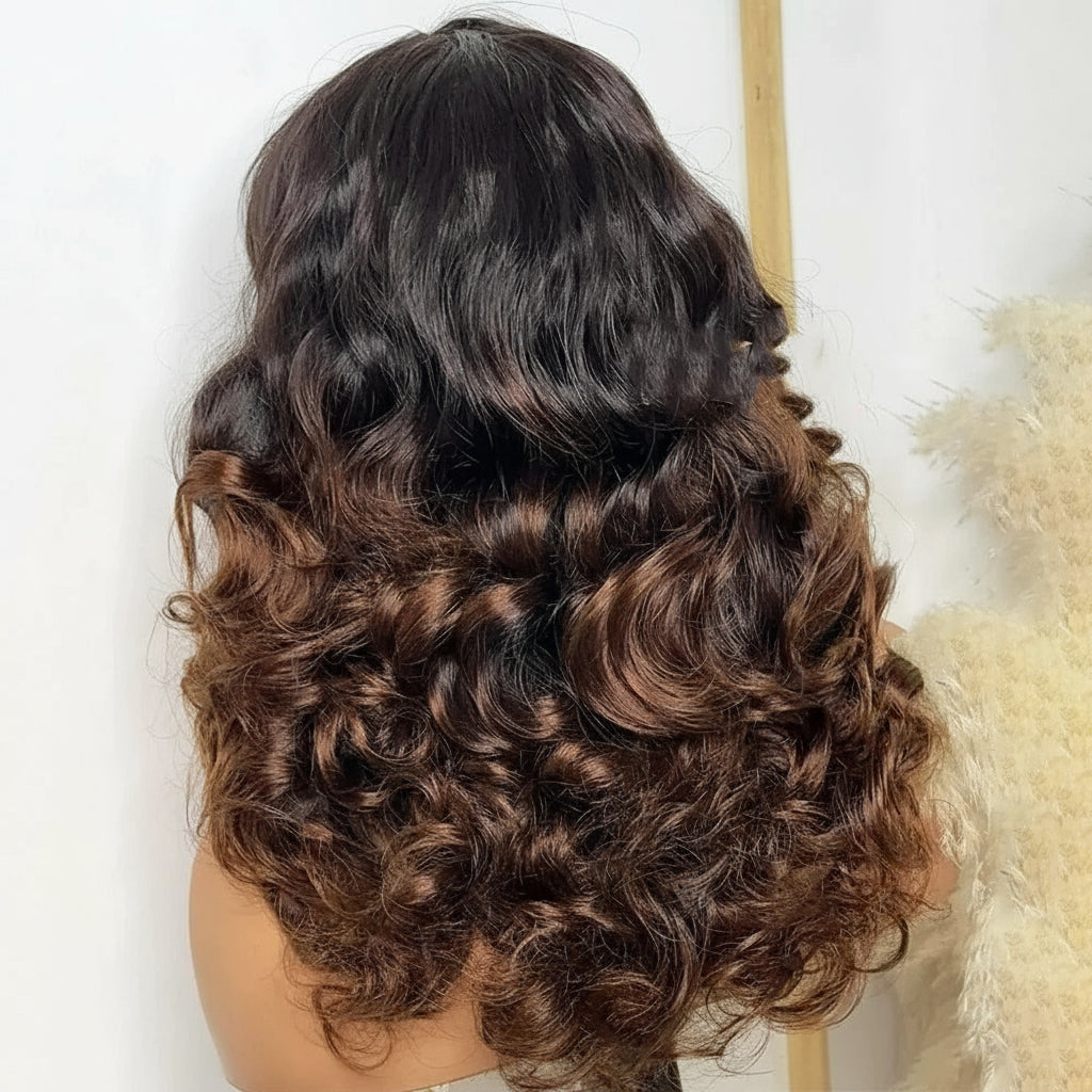 Blonde Wig Ombre Brown Colored Human Hair Wig 250 Density Loose Deep Wave Lace Frontal Glueless Wigs Human Hair Ready To Wear