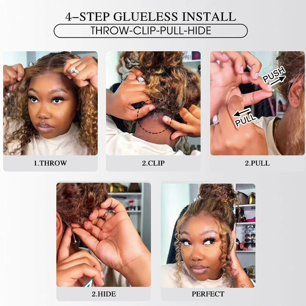 Highlight Ombre Invisi Strap 360 Full Lace Front Wig Human Hair Pre Plucked Body Wave 360 Glueless Upgrade 4/27 Human Hair Wig