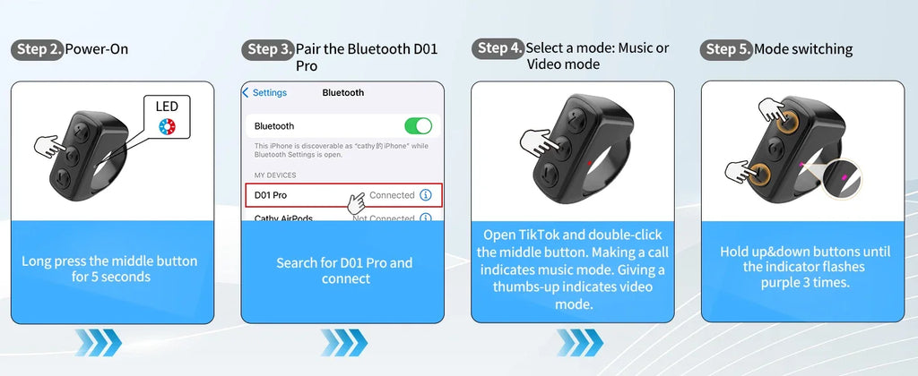 Remote Control for TikTok Page Turner Kindle App Bluetooth Video Recording Remote Scrolling Ring for TIK Tok iPhone iPad iOS