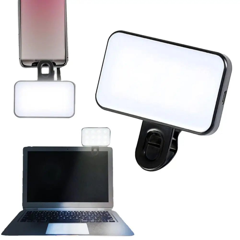 New Portable Mini Selfie Fill Light 3 Modes Adjustable Brightness Rechargeable Clip On For Mobile Phone Laptop Live Video Light