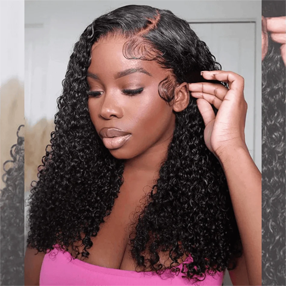 10A Real Glueless Wigs Human Hair Wigs Ready To Wear Bleached Knots 6x4 Pre Cut HD Transparent Lace Closure Wig Jerry Curly 210%