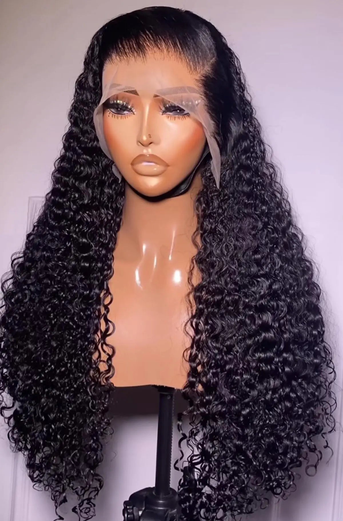 Black Color 13X4 HD Lace Frontal Synthetic Wig For Women Ponytails Deep Curly Preplucked With Baby Hair Cosplay Daily Drag Queen