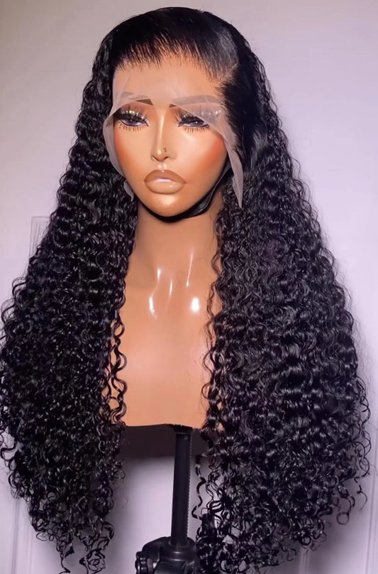 Black Color 13X4 HD Lace Frontal Synthetic Wig For Women Ponytails Deep Curly Preplucked With Baby Hair Cosplay Daily Drag Queen