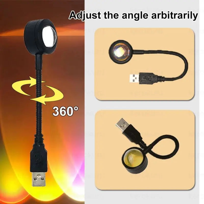 Keroro USB Sunset Light Lamp Self Photography Light LED Rainbow Neon Night Light Projector Photography Wall Atmosphere Light