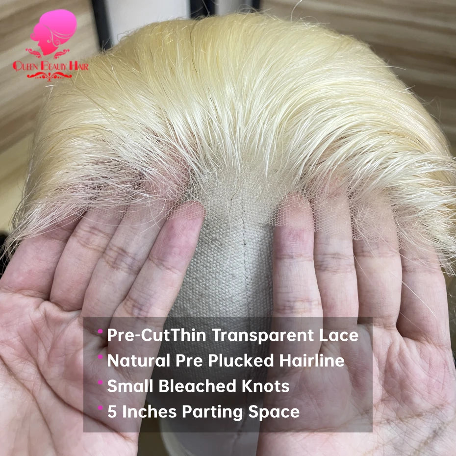 613 Glueless Wigs Human Hair 5x5 Lace Closure Wig Remy Straight Blonde Pre Plucked Glueless Wig 100% Human Hair Wigs Ready To Go