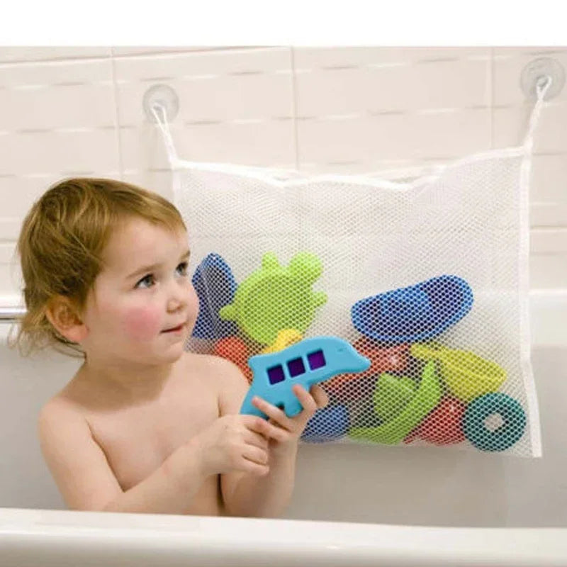 Baby Shower Toy Cute Duck Frog Net Toy Storage Bag Strong Suction Cup Baby Shower Game Bag Bathroom Organizer Water Toy