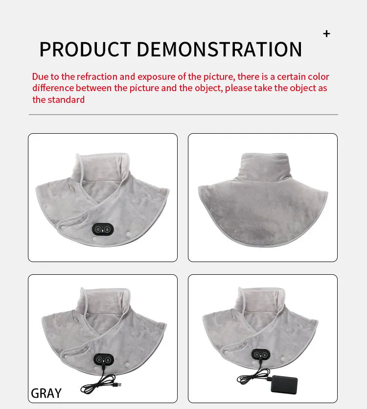 Electric Heating Shoulder Neck Pad Cervical Wrap Three Gear Thermal Compress Massager Vibration Shawl Warm Back Tool Relax Brace