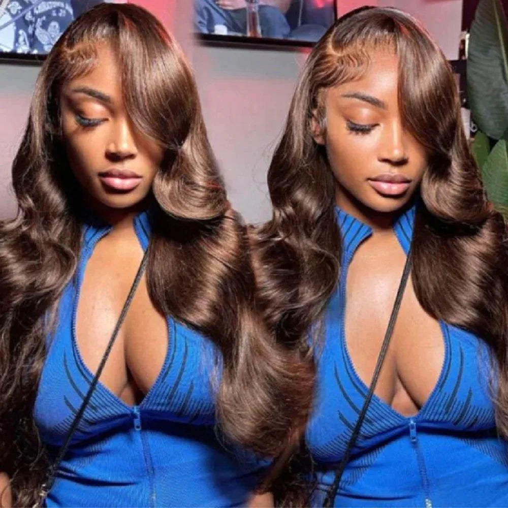 Chocolate Brown Body Wave Lace Front Wig - Premium Brazilian Human Hair 13x4 13x6 HD Lace Wig