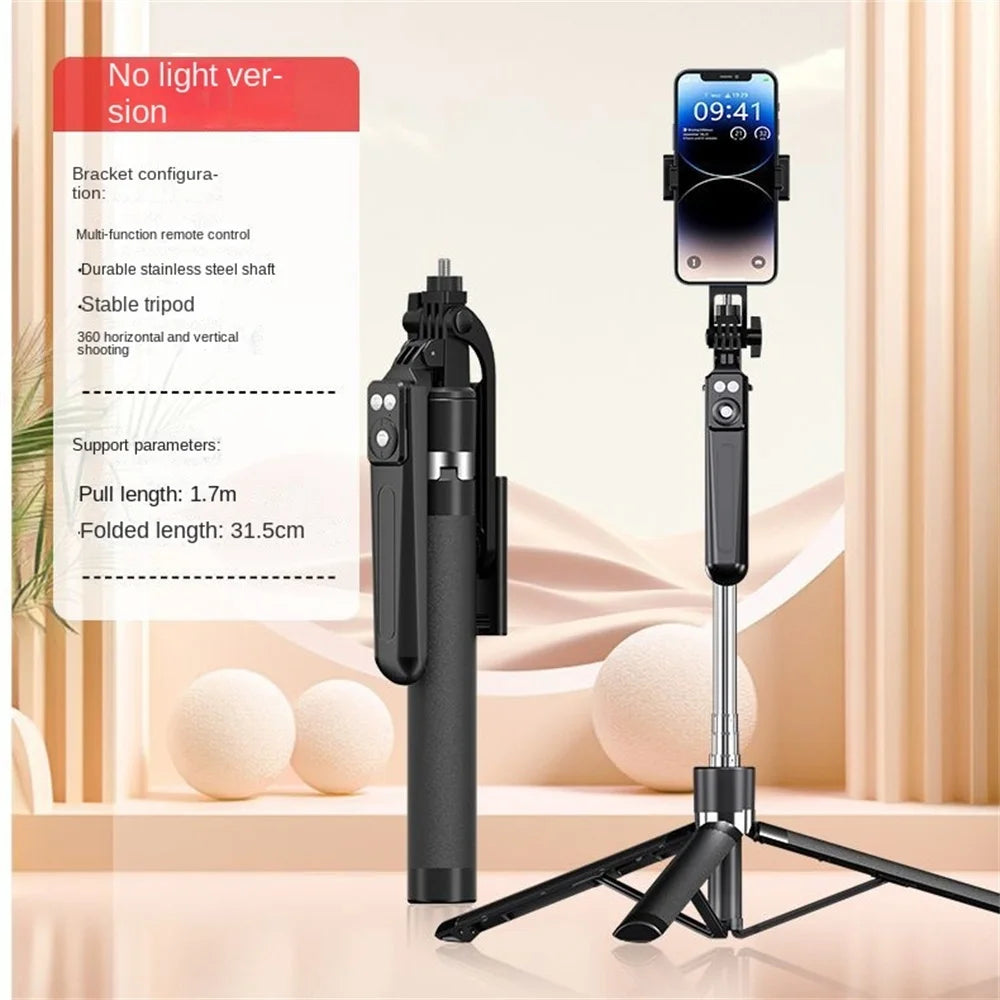 BSLIUFANG Selfie Stick Wireless Tripod Stand with Light Bluetooth Remote Extendable for Tiktok Live Streaming Handheld stability