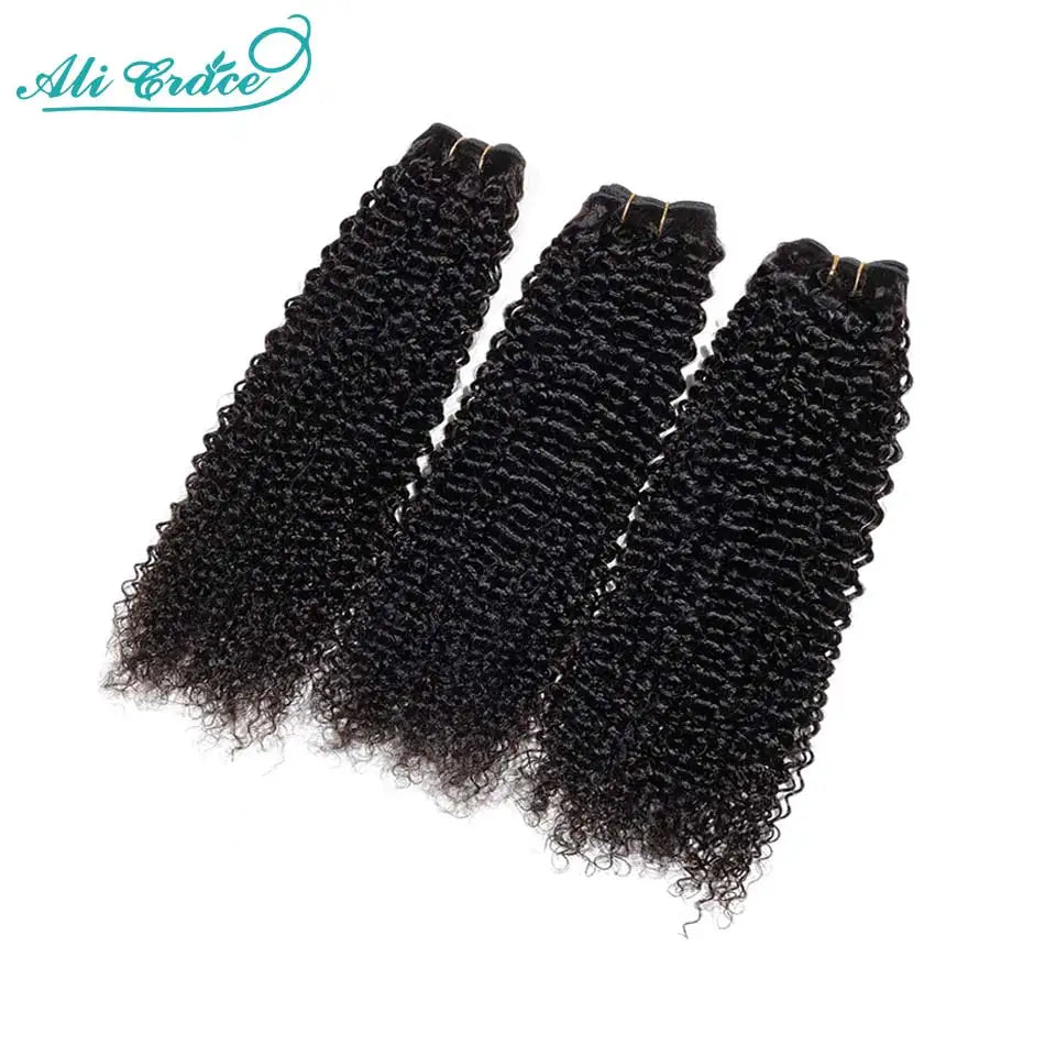 ALI GRACE Hair Kinky Curly Human Hair Bundles 1/3/4 Pcs Brazilian Hair Bundle 28 30 Inch Remy Hair Curly Weaving Natural Color