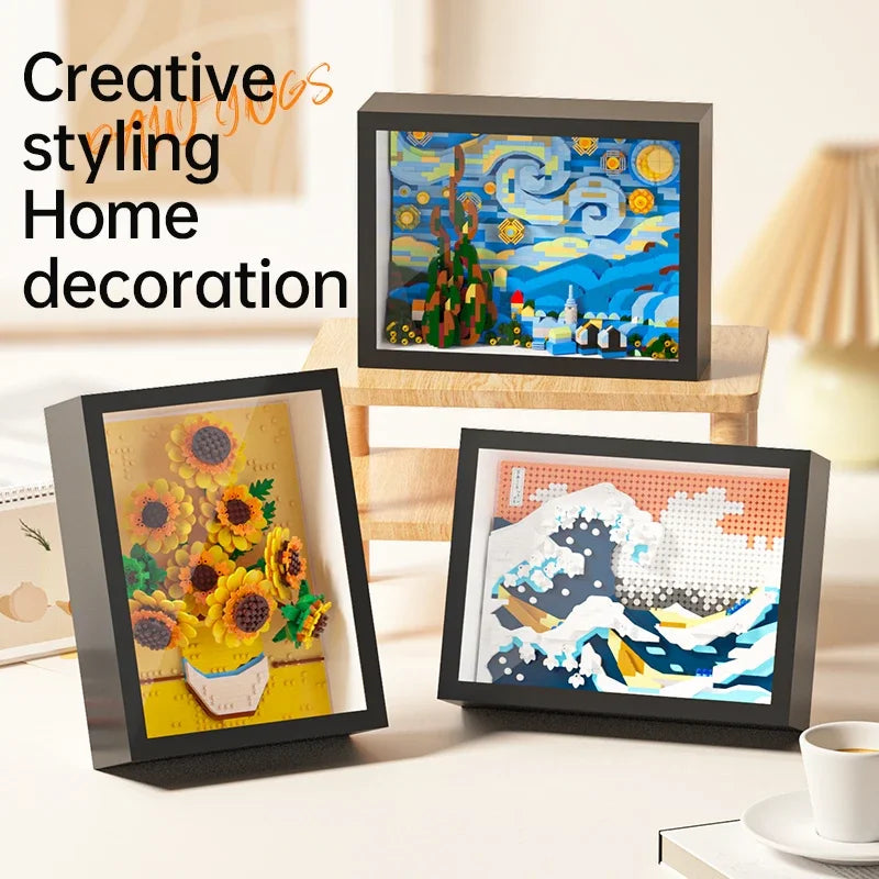 Creative World-famous Art Painting sunflower Van Gogh The Starry Night Galaxy Kanagawa Building Block,Christmas Birthday Gifts