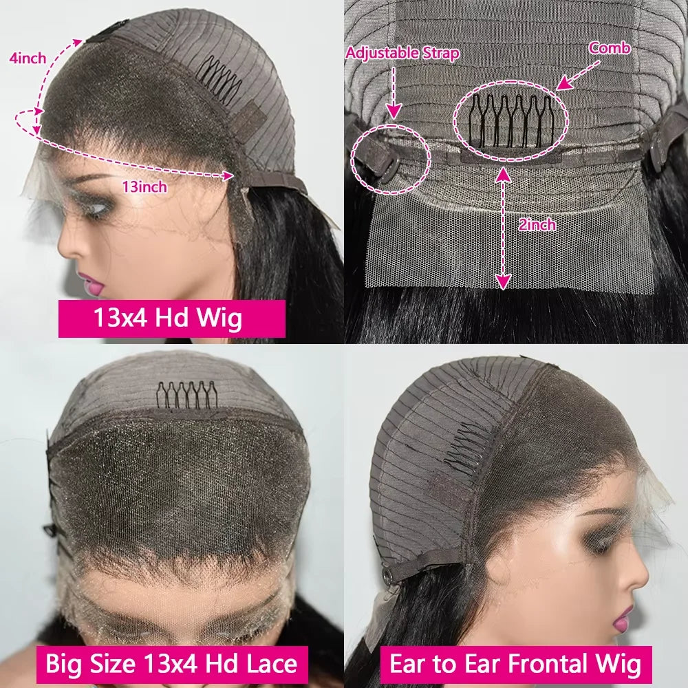 Queenlike Hair Real HD Lace Wig Raw Human Hair 13x4 Full Frontal Wigs Human Hair Straight HD Transparent Lace Human Hair Wigs