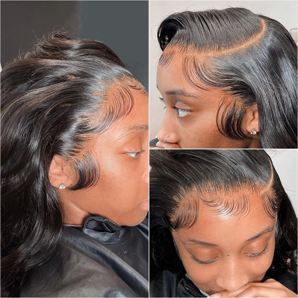 HD Transparent 13x6 Lace Front Human Hair Wigs Body Wave Wavy 30 Inch Pre Plucked Brazilian Body Wave Human Hair Frontal Wigs