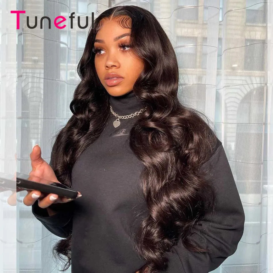HD Transparent 13x6 Lace Front Human Hair Wigs Body Wave Wavy 30 Inch Pre Plucked Brazilian Body Wave Human Hair Frontal Wigs