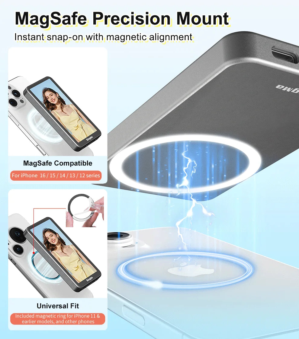 Phone Vlog Selfie Monitor Screen, Touchscreen Monitor, Wireless Transmission with Bluetooth Remote for iPhone Live Stream TikTok