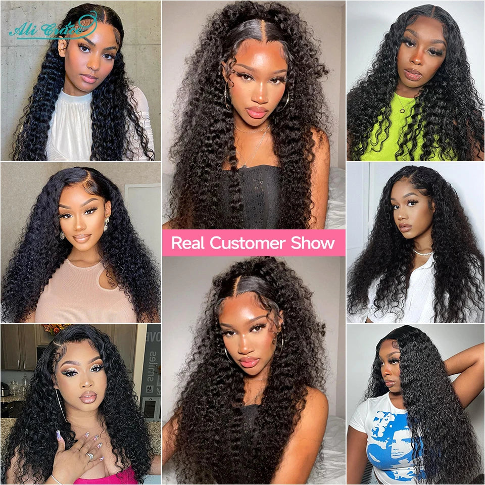 Ali Grace Hair Brazilian Deep Wave With Closure 3 Bundles Deep Wave Hair With Closure 4x4 Lace Closure Remy Hair Extension