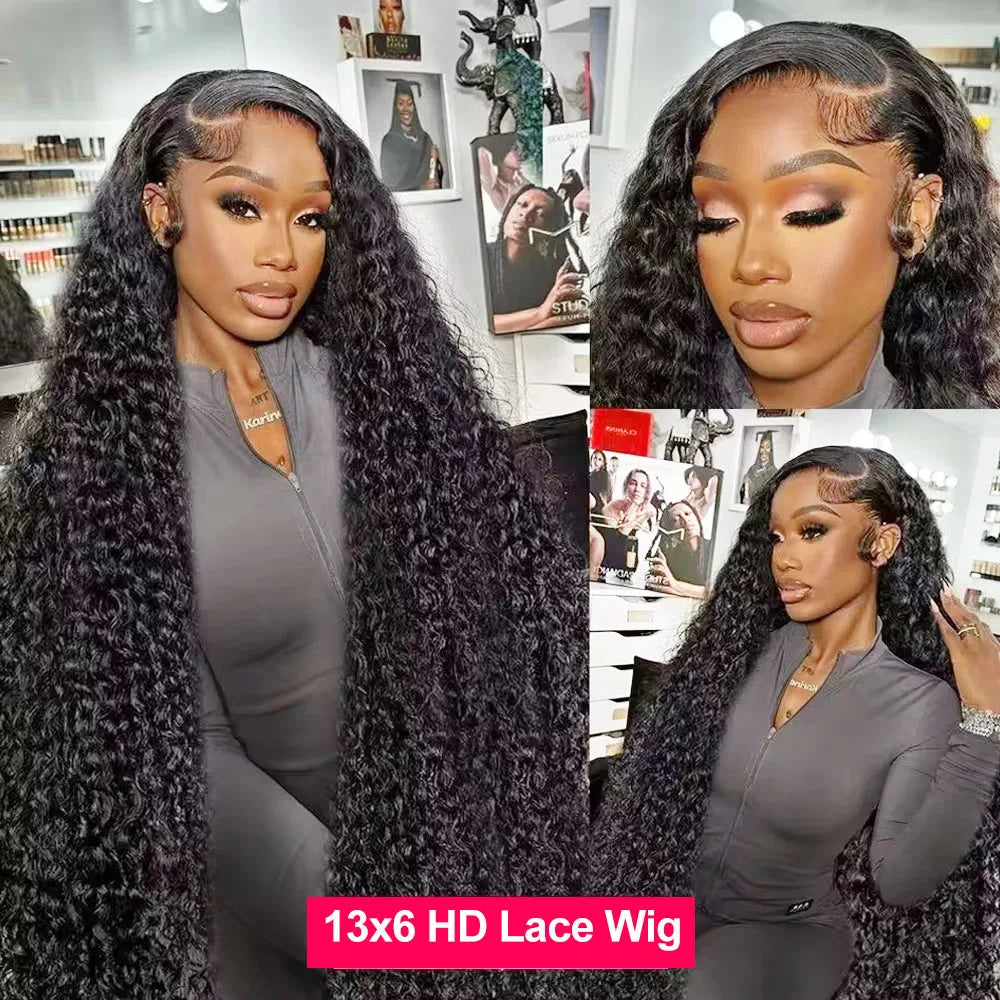 250 Density Deep Wave 360 13x6 13x4 HD Lace Front Human Hair Wig 4x4 6x6 Glueless Wig 30 Inch Curly Lace Frontal Human Hair Wig