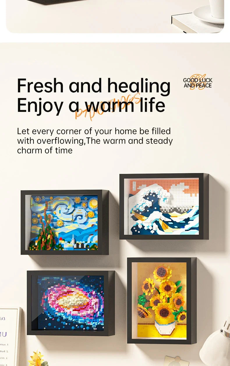 Creative World-famous Art Painting sunflower Van Gogh The Starry Night Galaxy Kanagawa Building Block,Christmas Birthday Gifts