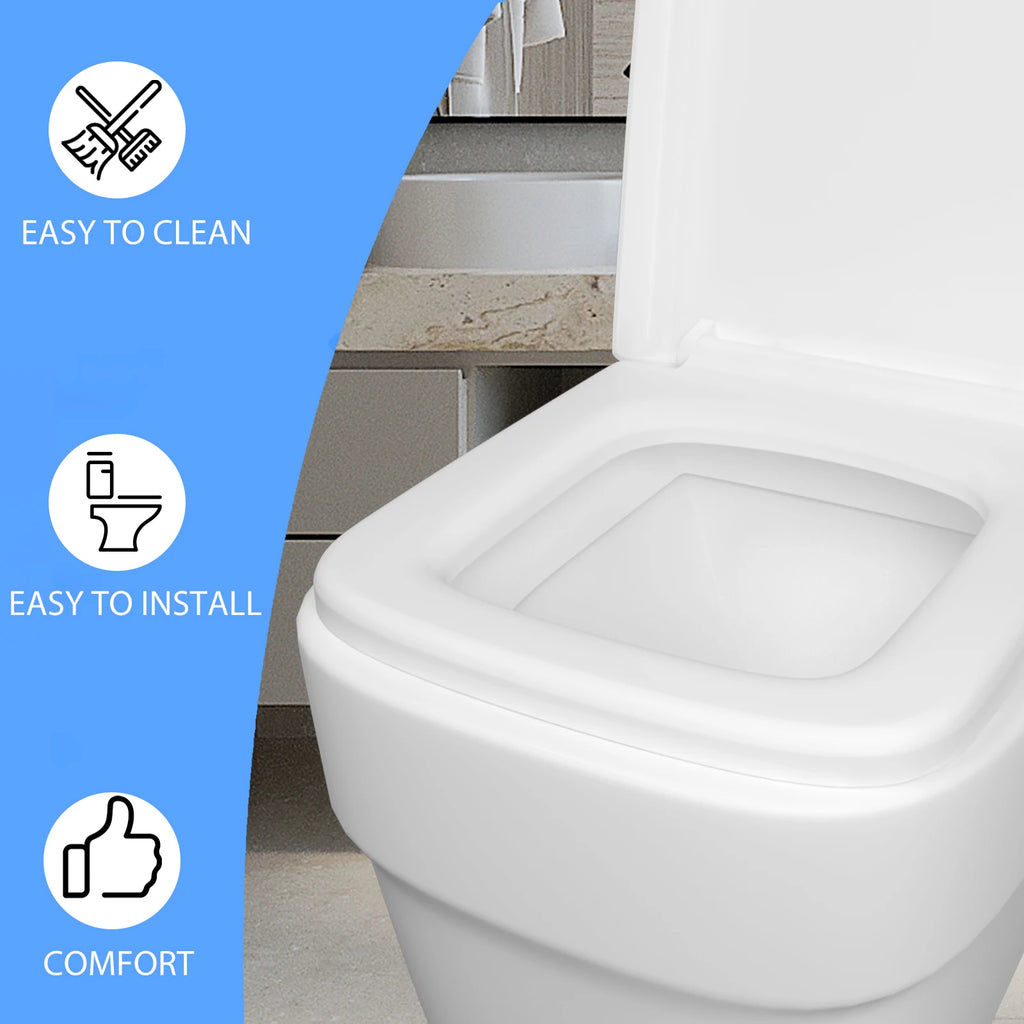 Luxury Quick Release Soft Close Toilet Seat Top Fix Easy Clean Bathroom Seat with One Set Free Top Fixing Hinges (S Shape)