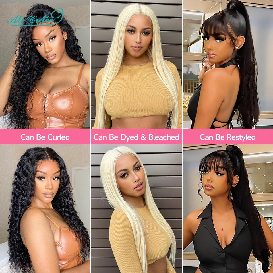 ALI GRACE Hair Brazilian Straight Human Hair 4 Bundles 100% Remy Human Hair Weaves Natural Color Straight Hair Bundle 10-28 inch