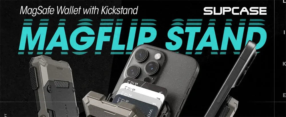SUPCASE Magnetic Tripod Phone Stand Credit Card Holder for iPhone 16/15/14/13/12 Adjustable Phone Stand Compatible with MagSafe