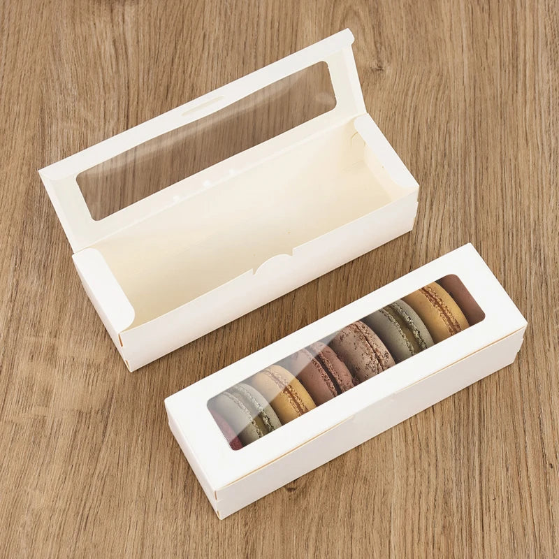 10-30Pcs Cookie Dessert Boxes Macaron Cake Bakery Box With Clear Window Wedding Birthday Party Favors Christmas Gift Packaging