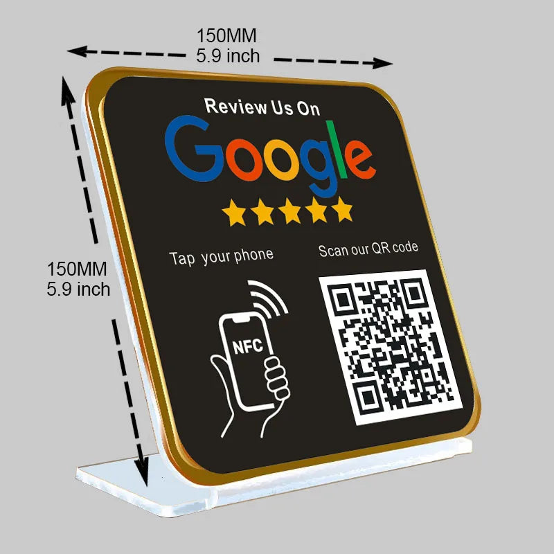 Customized Printing Google Review Sign NFC Scan code Acrylic Social Media Signs Google Review Plates with Stand