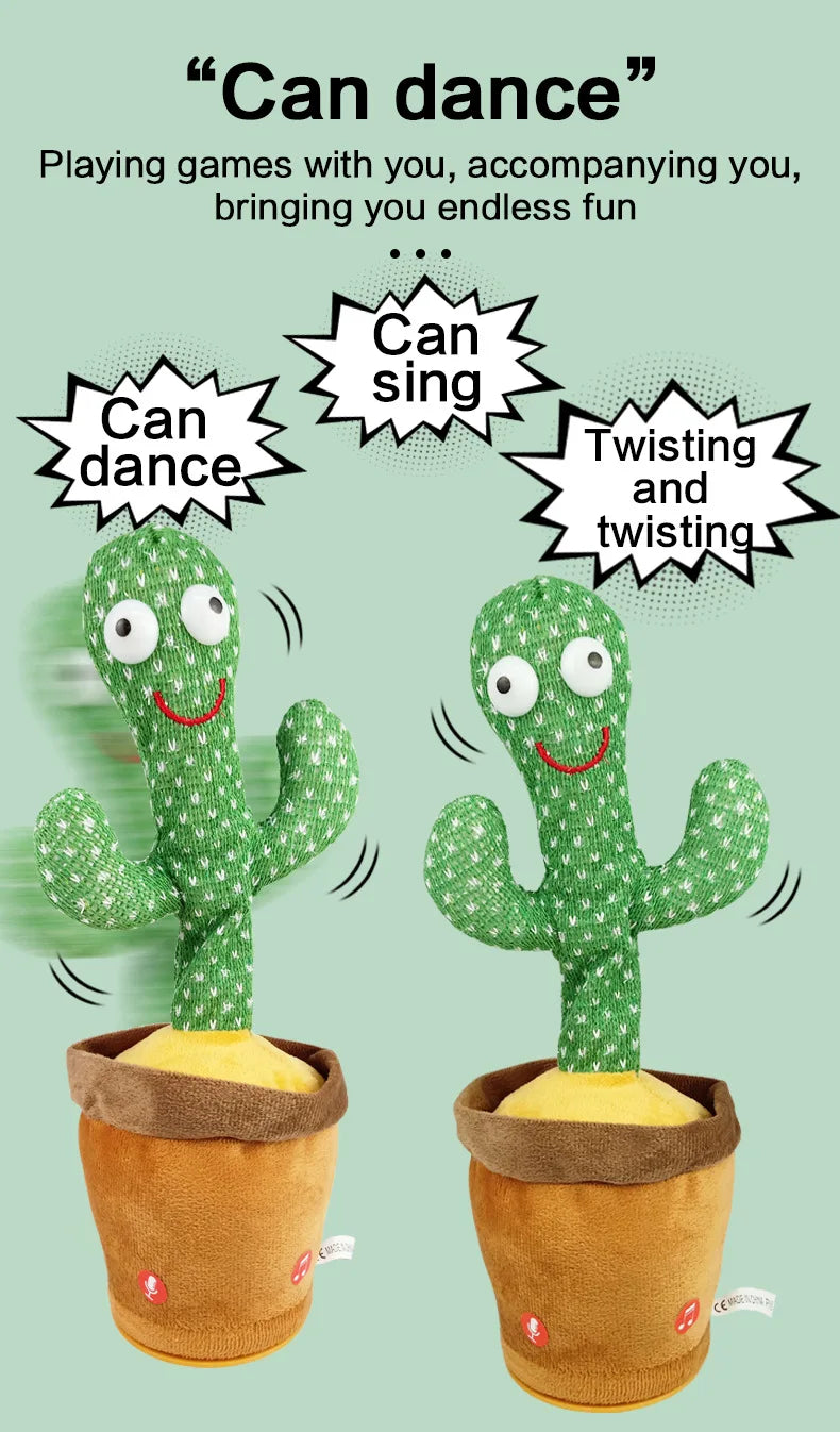 Dancing Talking Cactus Toys Singing Mimicking Recording Repeating What You Say Glow Stuffed Toy For Baby Boys Girl With clothing
