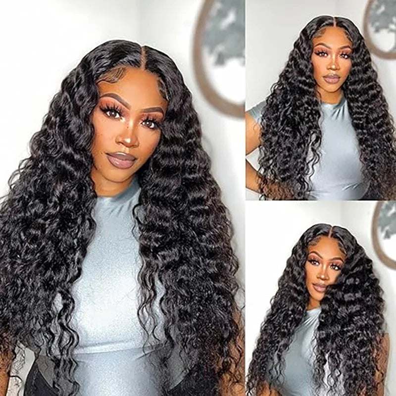 ISEE Hair Loose Deep Wave Lace Front Wig Wear And Go Transparent Loose Deep Curly Glueless Pre Plucked Human Wig Ready To Go