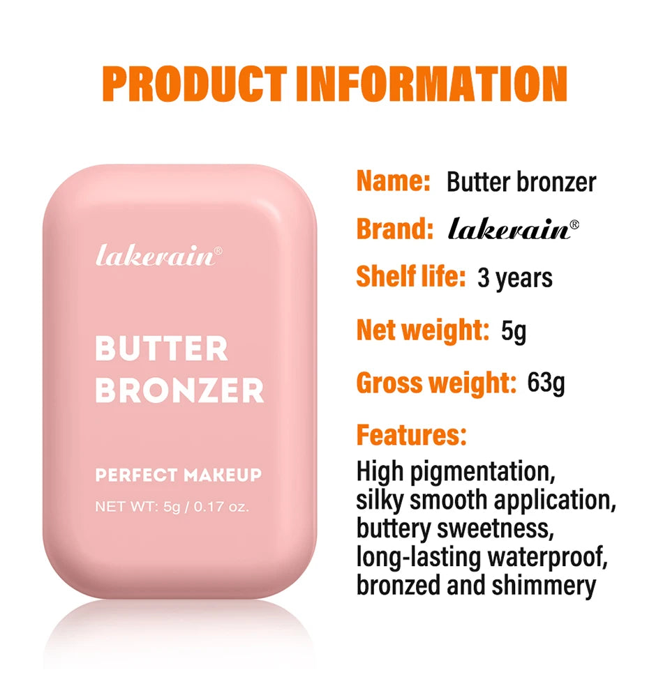 Single Color Butter Blush Matte Natural Cheek Tint Waterproof Face Contouring Cosmetics Blush Powder Face Soft Female Makeup