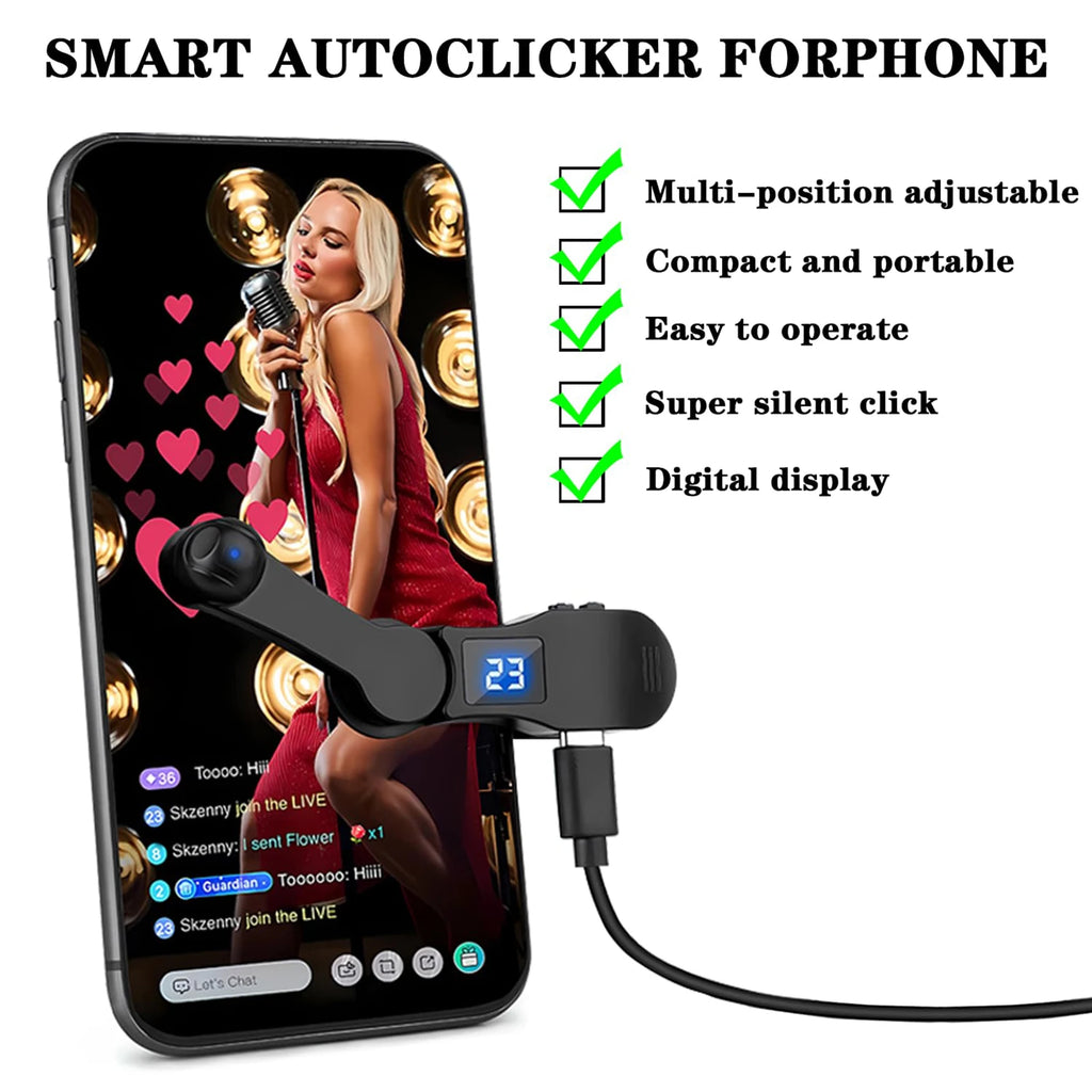 Auto Screen Clicker Mini Simulated Finger Phone Clicking for Youtube Tiktok Video Live Game Screen Touch Tripods Tapper Device