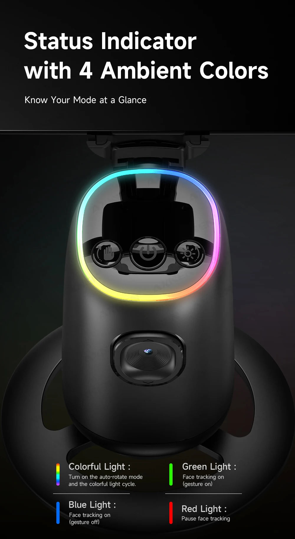 P05 AI Follow Gimbal 360 Rotation Face Tracking Stabilizer Filming Portable Desktop Cellphone Holder for Live/Photo